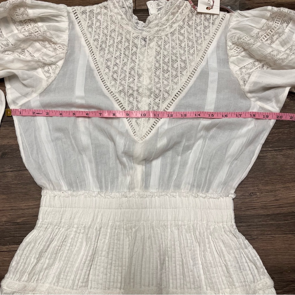 LoveShackFancy Viola Dress Antique White Lace Cotton Prairie Mini S Coquette - Picture 14 of 15